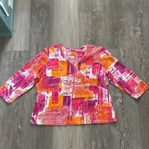 Ruby Rd. Petite 3/4 Sleeve Tshirt with Bejeweled Neckline